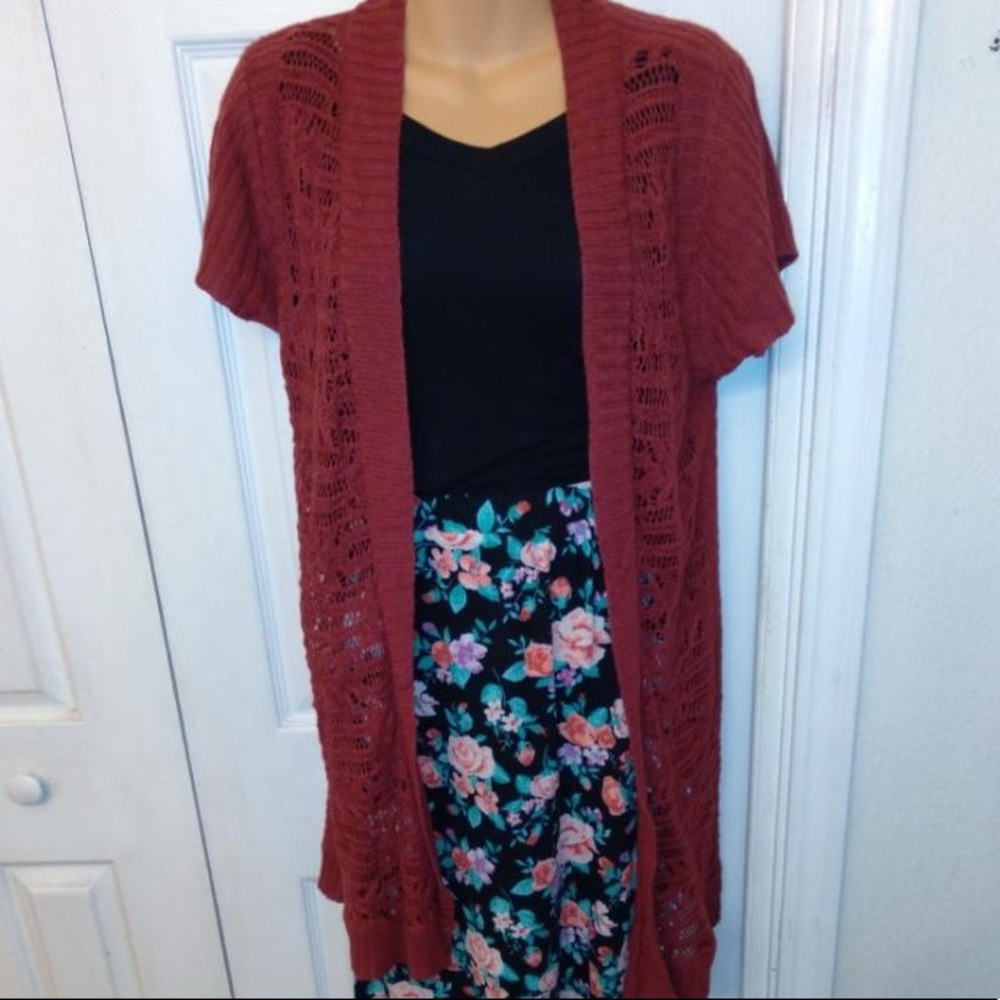 Maroon crochet cardigan
